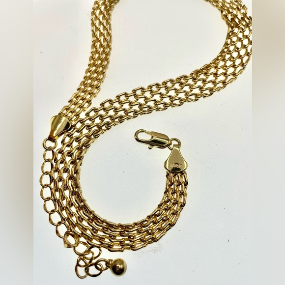 Vintage Signed 14KGP Linked Necklace Choker - Picture 5 of 8